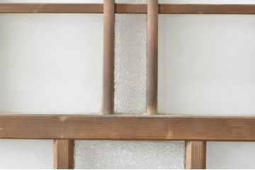 アンティーク建具　大正ロマン　古い木味が趣のあるガラス戸1枚(引き戸、建具)(R-074397)