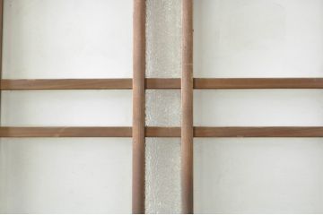 アンティーク建具　大正ロマン　古い木味が趣のあるガラス戸1枚(引き戸、建具)(R-074397)