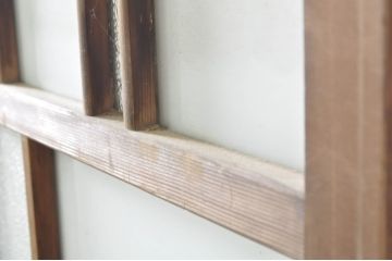 アンティーク建具　大正ロマン　古い木味が趣のあるガラス戸1枚(引き戸、建具)(R-074397)