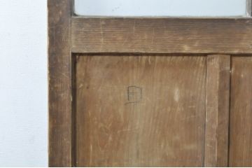 アンティーク建具　大正ロマン　古い木味が趣のあるガラス戸1枚(引き戸、建具)(R-074397)