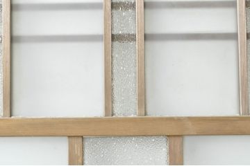 アンティーク建具　大正ロマン　古い木味が趣のあるガラス戸1枚(引き戸、建具)(R-074397)