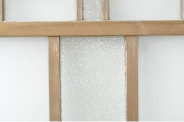 アンティーク建具　大正ロマン　古い木味が趣のあるガラス戸1枚(引き戸、建具)(R-074397)