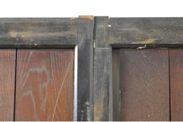 アンティーク建具　鏡板欅(ケヤキ)材　古民家インテリアにもおすすめな障子帯戸2枚セット(引き戸、板戸、格子帯戸、障子戸)(R-074400)