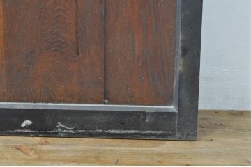 アンティーク建具　鏡板欅(ケヤキ)材　古民家インテリアにもおすすめな障子帯戸2枚セット(引き戸、板戸、格子帯戸、障子戸)(R-074400)
