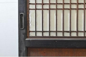 アンティーク建具　鏡板欅(ケヤキ)材　古民家インテリアにもおすすめな障子帯戸2枚セット(引き戸、板戸、格子帯戸、障子戸)(R-074400)