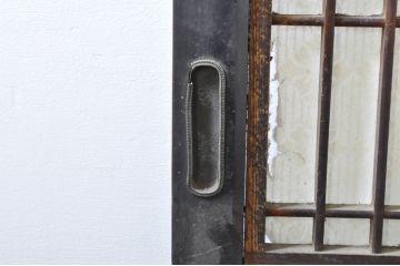 アンティーク建具　鏡板欅(ケヤキ)材　古民家インテリアにもおすすめな障子帯戸2枚セット(引き戸、板戸、格子帯戸、障子戸)(R-074400)