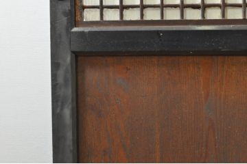 アンティーク建具　鏡板欅(ケヤキ)材　古民家インテリアにもおすすめな障子帯戸2枚セット(引き戸、板戸、格子帯戸、障子戸)(R-074400)