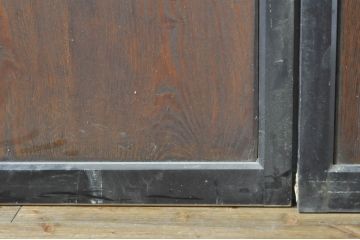 アンティーク建具　鏡板欅(ケヤキ)材　古民家インテリアにもおすすめな障子帯戸2枚セット(引き戸、板戸、格子帯戸、障子戸)(R-074400)