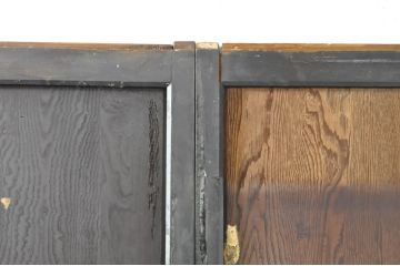 アンティーク建具　鏡板欅(ケヤキ)材　古民家インテリアにもおすすめな障子帯戸2枚セット(引き戸、板戸、格子帯戸、障子戸)(R-074400)
