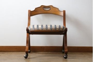 中古　美品　DREXEL HERITAGE(ドレクセルヘリテイジ)　ESPERANTO(エスペラント)　美しい曲線を描く木製フレームが目を惹くキャスター付きチェア(サイドチェア、ダイニングチェア、ワークチェア、椅子、イス)(定価約20万円)(R-074401)