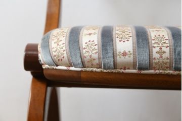 中古　美品　DREXEL HERITAGE(ドレクセルヘリテイジ)　ESPERANTO(エスペラント)　美しい曲線を描く木製フレームが目を惹くキャスター付きチェア(サイドチェア、ダイニングチェア、ワークチェア、椅子、イス)(定価約20万円)(R-074401)