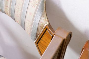 中古　DREXEL HERITAGE(ドレクセルヘリテイジ)　ESPERANTO(エスペラント)　上品な曲線デザインが高級感を醸し出すアーム付きダイニングチェア2脚セット(アームチェア、イス、椅子)(R-074403)