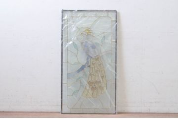 未使用品　黄金の孔雀(おうごんのくじゃく)　デットストック品のステンドグラス(建具、ドア、窓、照明、衝い立て、衝立、つい立て)(定価約16万2千円)(R-074406)