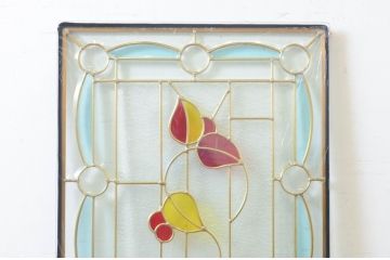未使用品　木の実(きのみ)　デットストック品のステンドグラス(建具、ドア、窓、照明、衝い立て、衝立、つい立て)(定価約17万3千円)(R-074407)