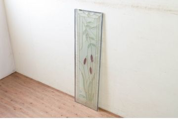 未使用品　水辺の風景(みずべのふうけい)　デットストック品のステンドグラス(建具、ドア、窓、照明、衝い立て、衝立、つい立て)(定価約17万3千円)(R-074408)