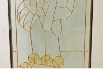 未使用品　松の上の鶴(まつのうえのつる)　デットストック品のステンドグラス(建具、ドア、窓、照明、衝い立て、衝立、つい立て)(定価約17万3千円)(R-074409)