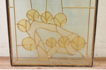 未使用品　松の上の鶴(まつのうえのつる)　デットストック品のステンドグラス(建具、ドア、窓、照明、衝い立て、衝立、つい立て)(定価約17万3千円)(R-074409)
