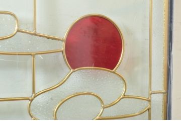 未使用品　松の上の鶴(まつのうえのつる)　デットストック品のステンドグラス(建具、ドア、窓、照明、衝い立て、衝立、つい立て)(定価約17万3千円)(R-074409)