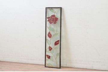 未使用品　薔薇の園(ばらのその)　デットストック品のステンドグラス(建具、ドア、窓、照明、衝い立て、衝立、つい立て)(定価約7万9千円)(R-074414)
