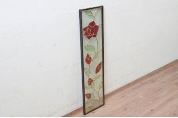 未使用品　薔薇の園(ばらのその)　デットストック品のステンドグラス(建具、ドア、窓、照明、衝い立て、衝立、つい立て)(定価約7万9千円)(R-074414)