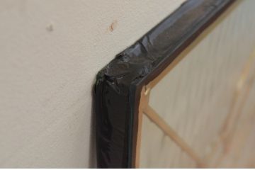 未使用品　蝶にチューリップ(ちょうにチューリップ)　デットストック品のステンドグラス(建具、ドア、窓、照明、衝い立て、衝立、つい立て)(定価約10万4千円)(R-074417)