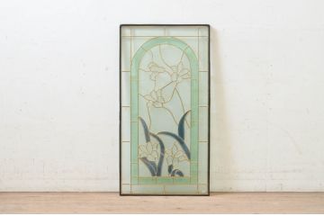 未使用品　湖の菖蒲(みずうみのあやめ)　デットストック品のステンドグラス(建具、ドア、窓、照明、衝い立て、衝立、つい立て)(定価約10万8千円)(R-074418)