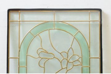 未使用品　湖の菖蒲(みずうみのあやめ)　デットストック品のステンドグラス(建具、ドア、窓、照明、衝い立て、衝立、つい立て)(定価約10万8千円)(R-074418)
