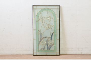 未使用品　湖の菖蒲(みずうみのあやめ)　デットストック品のステンドグラス(建具、ドア、窓、照明、衝い立て、衝立、つい立て)(定価約10万8千円)(R-074418)