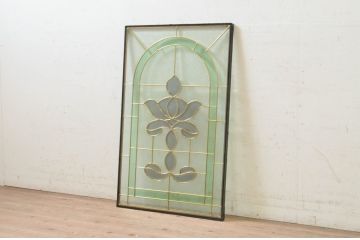 未使用品　王冠(おうかん)　デットストック品のステンドグラス(建具、ドア、窓、照明、衝い立て、衝立、つい立て)(定価約10万4千円)(R-074419)