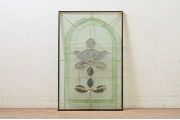 未使用品　王冠(おうかん)　デットストック品のステンドグラス(建具、ドア、窓、照明、衝い立て、衝立、つい立て)(定価約10万4千円)(R-074419)