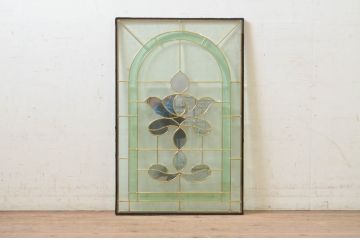 未使用品　王冠(おうかん)　デットストック品のステンドグラス(建具、ドア、窓、照明、衝い立て、衝立、つい立て)(定価約10万4千円)(R-074419)