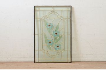 未使用品　青い水仙(あおいすいせん)　デットストック品のステンドグラス(建具、ドア、窓、照明、衝い立て、衝立、つい立て)(定価約12万円)(R-074420)