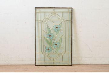 未使用品　青い水仙(あおいすいせん)　デットストック品のステンドグラス(建具、ドア、窓、照明、衝い立て、衝立、つい立て)(定価約12万円)(R-074420)