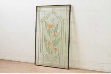 未使用品　水仙(すいせん)　デットストック品のステンドグラス(建具、ドア、窓、照明、衝い立て、衝立、つい立て)(定価約10万4千円)(R-074421)