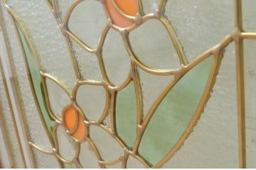 未使用品　水仙(すいせん)　デットストック品のステンドグラス(建具、ドア、窓、照明、衝い立て、衝立、つい立て)(定価約10万4千円)(R-074421)