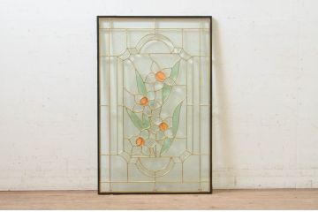 未使用品　水仙(すいせん)　デットストック品のステンドグラス(建具、ドア、窓、照明、衝い立て、衝立、つい立て)(定価約10万4千円)(R-074421)