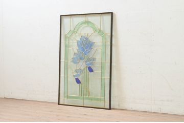 未使用品　窓辺の薔薇(まどべのばら)　デットストック品のステンドグラス(建具、ドア、窓、照明、衝い立て、衝立、つい立て)(定価約10万4千円)(R-074423)