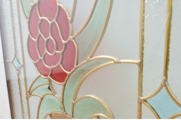 未使用品　生花(いけばな)　デットストック品のステンドグラス(建具、ドア、窓、照明、衝い立て、衝立、つい立て)(定価約10万8千円)(R-074426)