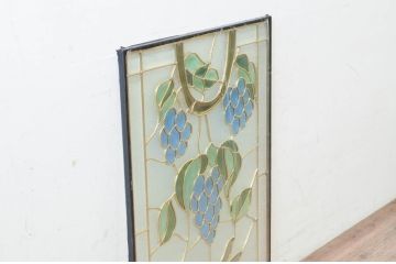 未使用品　葡萄に蜻蛉(ぶどうにとんぼ)　デットストック品のステンドグラス(建具、ドア、窓、照明、衝い立て、衝立、つい立て)(定価約12万4千円)(R-074427)