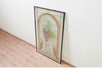 未使用品　山葡萄(やまぶどう)　デットストック品のステンドグラス(建具、ドア、窓、照明、衝い立て、衝立、つい立て)(定価約12万円)(R-074430)
