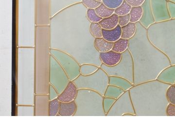 未使用品　山葡萄(やまぶどう)　デットストック品のステンドグラス(建具、ドア、窓、照明、衝い立て、衝立、つい立て)(定価約12万円)(R-074430)