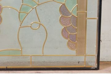 未使用品　山葡萄(やまぶどう)　デットストック品のステンドグラス(建具、ドア、窓、照明、衝い立て、衝立、つい立て)(定価約12万円)(R-074430)