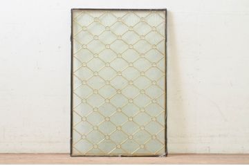 未使用品　菱格子(ヒシクロス)　デットストック品のステンドグラス(建具、ドア、窓、照明、衝い立て、衝立、つい立て)(定価約12万円)(R-074432)