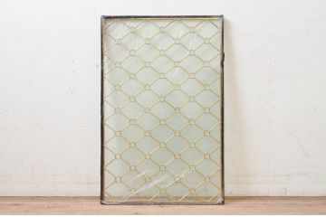 未使用品　菱格子(ヒシクロス)　デットストック品のステンドグラス(建具、ドア、窓、照明、衝い立て、衝立、つい立て)(定価約12万円)(R-074432)