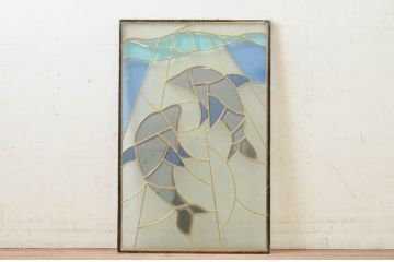 未使用品　二匹の海豚(にひきのいるか)　デットストック品のステンドグラス(建具、ドア、窓、照明、衝い立て、衝立、つい立て)(定価約10万4千円)(R-074433)