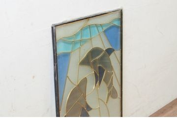 未使用品　二匹の海豚(にひきのいるか)　デットストック品のステンドグラス(建具、ドア、窓、照明、衝い立て、衝立、つい立て)(定価約10万4千円)(R-074433)