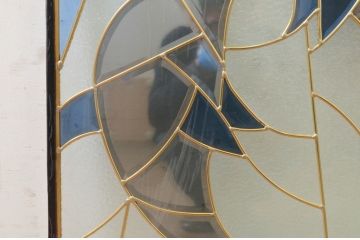 未使用品　二匹の海豚(にひきのいるか)　デットストック品のステンドグラス(建具、ドア、窓、照明、衝い立て、衝立、つい立て)(定価約10万4千円)(R-074433)