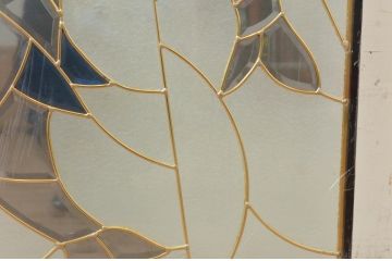 未使用品　二匹の海豚(にひきのいるか)　デットストック品のステンドグラス(建具、ドア、窓、照明、衝い立て、衝立、つい立て)(定価約10万4千円)(R-074433)