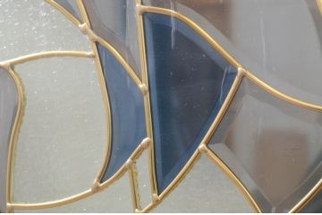 未使用品　二匹の海豚(にひきのいるか)　デットストック品のステンドグラス(建具、ドア、窓、照明、衝い立て、衝立、つい立て)(定価約10万4千円)(R-074433)