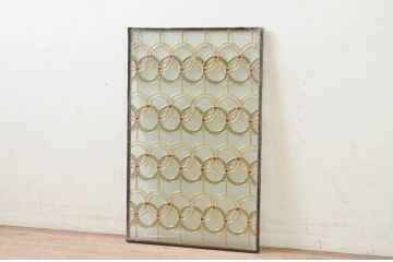 未使用品　二重丸(にじゅうまる)　デットストック品のステンドグラス(建具、ドア、窓、照明、衝い立て、衝立、つい立て)(定価約12万円)(R-074439)